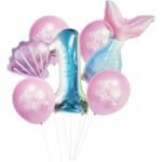 Big Size Mermaid Birthday Balloons Party Supplies Enchanted Mermaid Party Balloons Mermaid Tail Foil Balloon, Mermaid Theme Balloon, Mermaid Balloon for Decoration, 1st Birthday Balloon Set