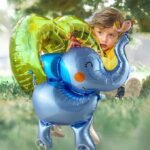 MPS MY PARTY SUPPLIERS® 1Pc Self-Standing Walking Animal Foil Balloon, Animal Balloon, Animals with Roller wheels balloons For Kids Birthday, animal jungle theme decor (blue elephant 38 * 42inch) - Image 6