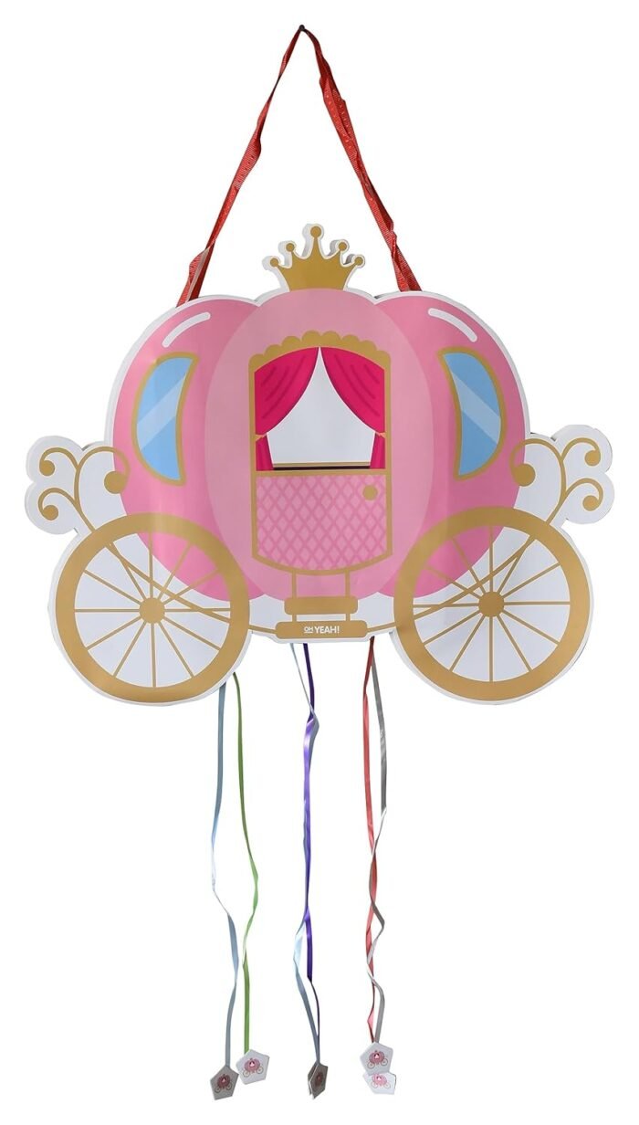 CarriageTheme Pinata, Pull String Pinata for Birthday/Butterfly Khoi Bag/Carriage Sparkle Princess Pinata Pull String / 1st Birthday Khoi Bag, Pull String Bag for Birthday - Image 1