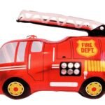 Big Toy Car Foil Ballon Kids Baby Shower Boy Tank Plane Ambulance Bus Fire Truck Birthday Party Decoration Train Cars Balloons (Fire Truck set of 2)