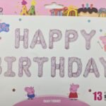 Pink Happy Birthday Letter BAlloon With Peppa Pig Print, Peppa Pig theme Balloons, Pepe Pig decoration, Peppa Pig Balloons, Balloons for Girls