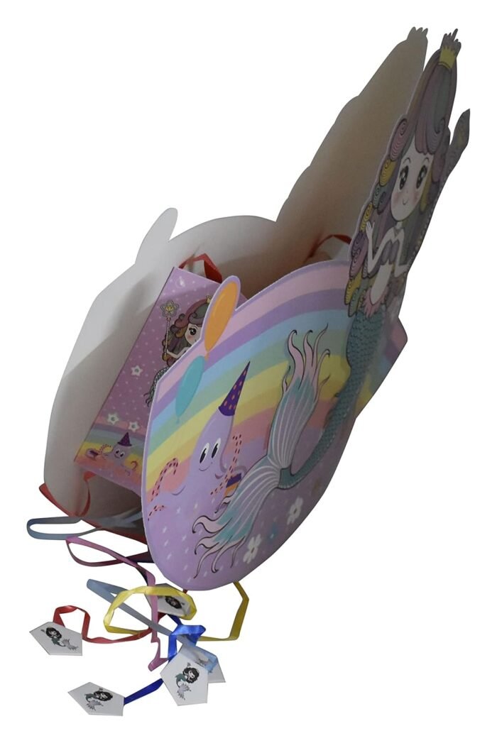 Aqua Mermaid Theme Khoi Bag/Pinata,Party Pinata/Birthday Goodies Bag/Pull String Bag/Pull String Birthday Pinata/Under The sea Bag Handmade Bag - Image 2