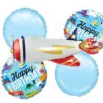 Sky theme Airplane Aeroplane Flight with Happy Birthday Car Balloon,Plane Balloon, Plane Foil Balloon, Airplane Balloon, Plane Balloon, Vintage Plane, Rocket, Birthday