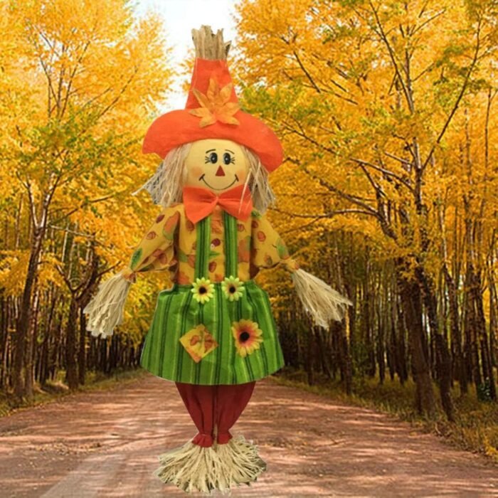 2PC Standing Scarecrows for Halloween Scarecrow Ornaments Swing Ornament Scarecrow Decoration for Garden Home Yard Porch, Halloween Couple Decor - Image 2