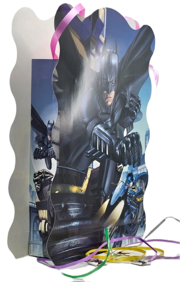 MPS MY PARTY SUPPLIERS Pull String Pinata Superhero Theme Pinata/Goodies Bag, Khoi Bag, Party Pinata, Multicolor Pinata, Kids Themed Birthday Party Supplies (Black Batman Pinata) - Image 2