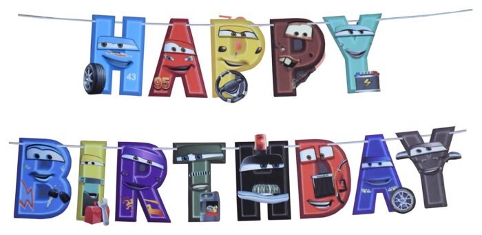 Car Theme Happy Birthday Banner,Transport Theme Birthday Decoration Kit ® Happy Birthday Banner - Image 1