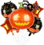 Halloween Balloons Decorations | Jack o Lantern Pumpkin Spider Balloon Decor in Orange & Black | Perfect Supplies for Kids Happy Halloween Party | Mylar Foil Helium Balloons Set | Halloween Decoration