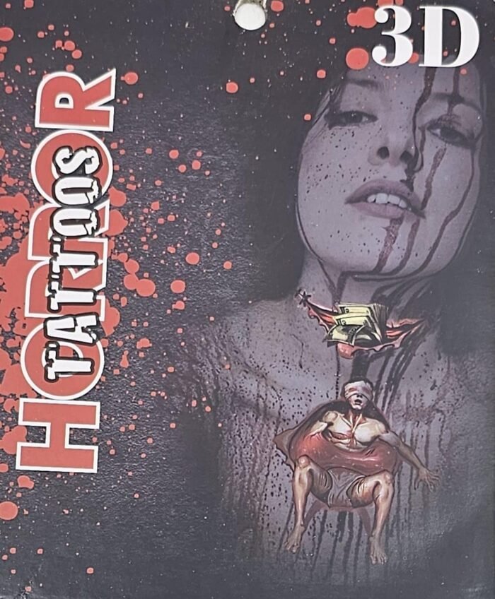 MPS My Party Suppliers Halloween 3D Tattoo, Tattoo for Costume Party, Halloween Makeup, Zombie Vampire Make Up, Temporary Tattoos, Fake Scary Tattoos, Halloween Scars and Wounds, Horror Tattoo - Image 2