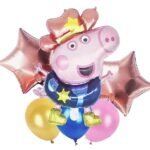 Magical Peppa Pig Theme Foil Balloon for Birthday Decoration, Pig Theme Party Decoration, Peppa Pig Theme Birthday Party Decoretion Combo Pack,Peppa Pig balloons for Birthday