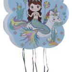 Unicorn Mermaid Theme Khoi Bag/Pinata,Party Pinata/Birthday Goodies Bag/Pull String Bag/Pull String Birthday Pinata/Under The sea Bag Handmade Bag