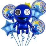 MPS MY PARTY SUPPLIERS® Set of 5 Rainbow Friends Action Figures Foil Balloons for Decoration Rainbow Friends Theme Gift For Holidays Birthdays & Special Occasions Animal Balloons for kids(dark blue)