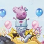 Peppa Pig Theme Foil Balloon for Birthday Decoration items,Peppa Pig in Sea, Pig Theme Party Decoration, House Party Decoration (Set of 7)