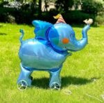 MPS MY PARTY SUPPLIERS® 1Pc Self-Standing Walking Animal Foil Balloon, Animal Balloon, Animals with Roller wheels balloons For Kids Birthday, animal jungle theme decor (blue elephant 38 * 42inch) - Image 5