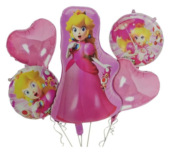 Princess Peach Birthday Party Decorations, Princess Peach Foil Balloons Latex Balloon, Princess Balloon Set, Princess theme Decoration - Image 1