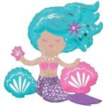 Shimmering Mermaid Air-Filled Sitter Balloon for Anniversary, Birthday, Baby Shower, Wedding, Engagement, Graduation, Mermaid Under The Sea Theme Party Decorations Golden