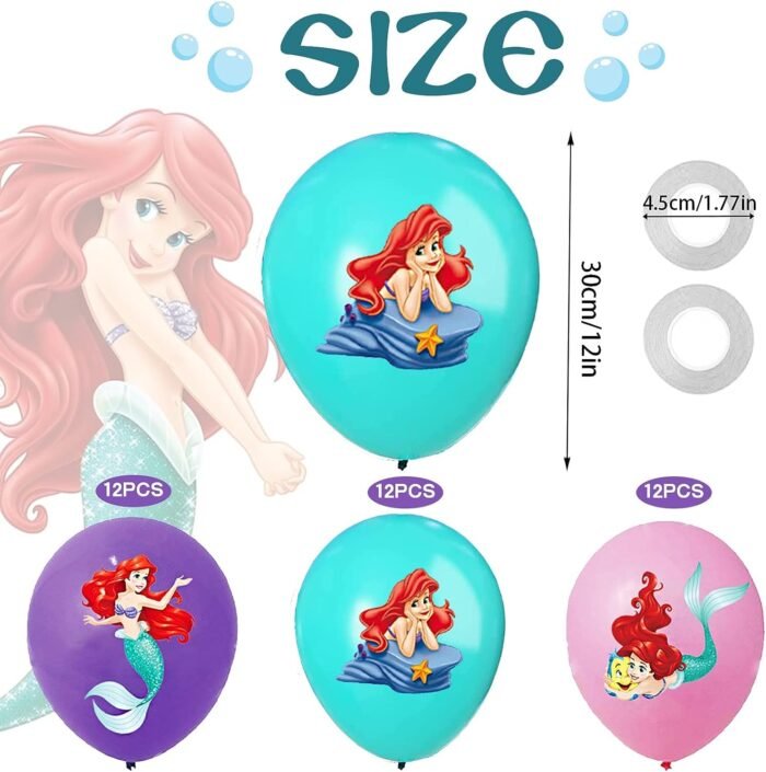 Mermaid balloons, 10 pieces mermaid balloon set, mermaid balloon decoration, mermaid balloons girls children's birthday, mermaid birthday decoration for girls birthday party - Image 2