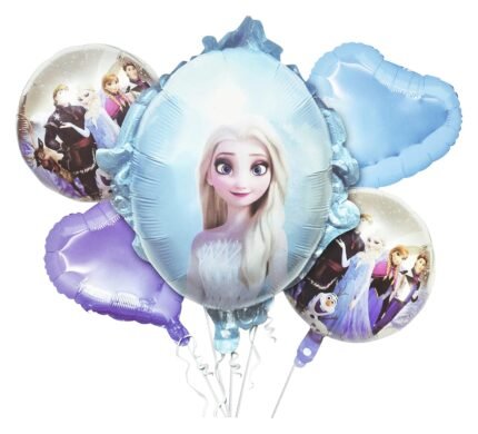 Elsa Frozen Theme Foil Balloon Set of 5, Frozen Theme Balloon, Princess Balloon Set