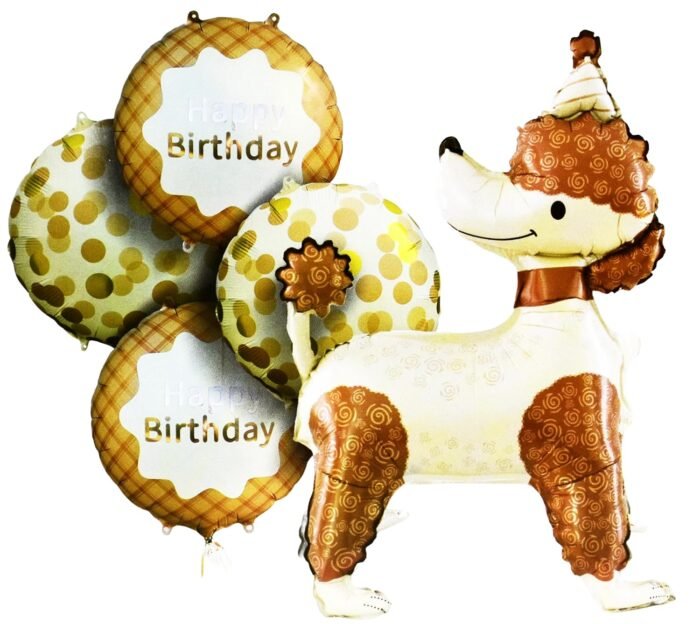 MPS MY PARTY SUPPLIERS® Set of 5 Cute Dog Foil Balloons, Pet Animal Theme Balloons, Jungle Theme, Dog Puppy Foil Balloon for Kids, Foil Balloon for Dog Pet Birthday Decoration Supplies (Blue) - Image 1