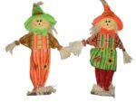 2PC Standing Scarecrows for Halloween Scarecrow Ornaments Swing Ornament Scarecrow Decoration for Garden Home Yard Porch, Halloween Couple Decor