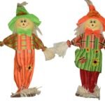 2PC Standing Scarecrows for Halloween Scarecrow Ornaments Swing Ornament Scarecrow Decoration for Garden Home Yard Porch, Halloween Couple Decor