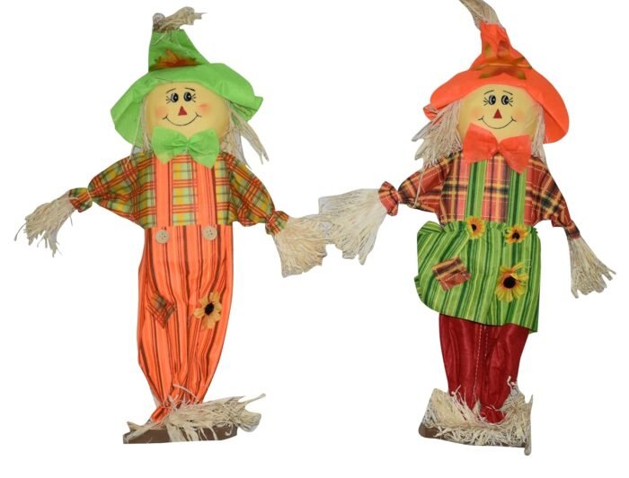 2PC Standing Scarecrows for Halloween Scarecrow Ornaments Swing Ornament Scarecrow Decoration for Garden Home Yard Porch, Halloween Couple Decor - Image 1
