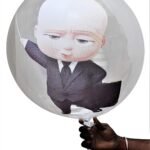 BOBO Boss Baby Theme Foil Balloon Bouquet for Boss Baby Theme Birthday Party / Boss Baby Transparent Balloon(Multicolor, Pack of 2)