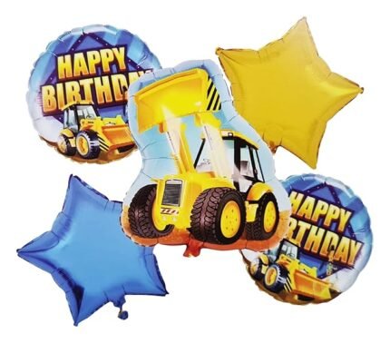 Construction Excavator Birthday Balloons for Party Decoration/Transport Theme Birthday Decoration/SchoolBus with Fire Truck Round Foil Balloon,Police car balllon round foil balloon
