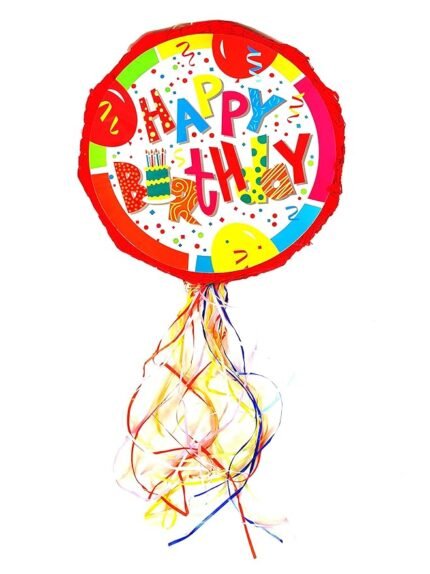 My Party Suppliers Premium Thick Birthday Pinata/Happy Birthday Print Pull String Pinata Party Pinata/Birthday Goodies Bag/Pull String Bag/Boy Girl Theme Party Decoration/Pull String Birthday Pinata