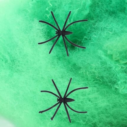 MY PARTY SUPPLIERS Green Spider Webs Halloween Decorations with 2 Fake Spiders, Super Stretchy Spider Web for Halloween Decor, Cobwebs Halloween Decorations