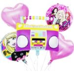 MPS MY PARTY SUPPLIERS® Set of 5 Princess with Musical Radio foil Balloonf or Birthday and princess theme party, fairy theme balloons, Girl Party Decoration, GIrl Birthday Foil Balloon