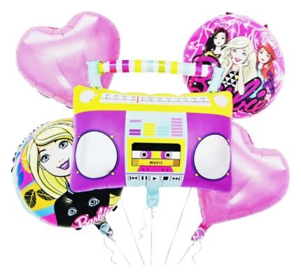 MPS MY PARTY SUPPLIERS® Set of 5 Princess with Musical Radio foil Balloonf or Birthday and princess theme party, fairy theme balloons, Girl Party Decoration, GIrl Birthday Foil Balloon