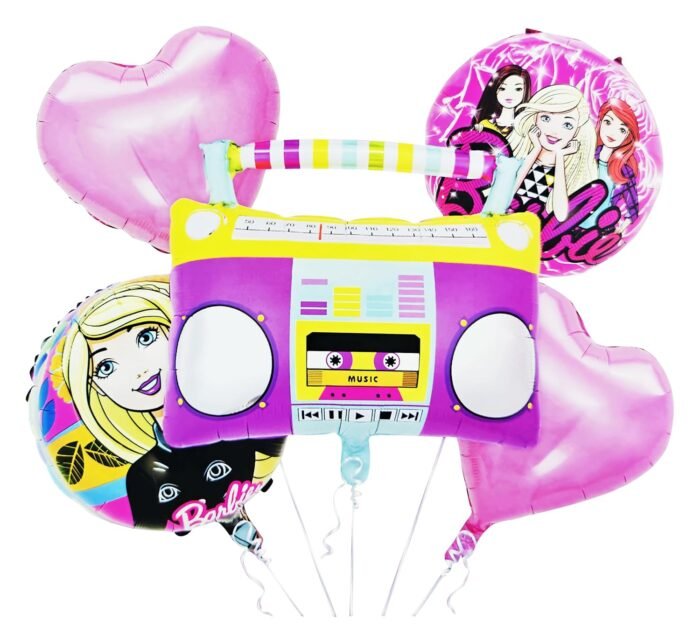 MPS MY PARTY SUPPLIERS® Set of 5 Princess with Musical Radio foil Balloonf or Birthday and princess theme party, fairy theme balloons, Girl Party Decoration, GIrl Birthday Foil Balloon - Image 1
