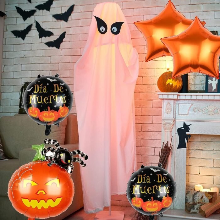 Halloween Balloons Decorations | Jack o Lantern Pumpkin Spider Balloon Decor in Orange & Black | Perfect Supplies for Kids Happy Halloween Party | Mylar Foil Helium Balloons Set | Halloween Decoration - Image 2