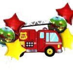 Fire Fighters Theme Giant Foil Balloons for Decorations Suitable for Kids, Boys, Girls and Adults | Widely Used for Birthdays, Events and Fun Party, Fire Truck Transport Balloon