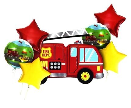 Fire Fighters Theme Giant Foil Balloons for Decorations Suitable for Kids, Boys, Girls and Adults | Widely Used for Birthdays, Events and Fun Party, Fire Truck Transport Balloon