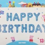 Blue Happy Birthday Letter BAlloon With Peppa Pig Print, Peppa Pig theme Balloons, Pepe Pig decoration, Peppa Pig Balloons