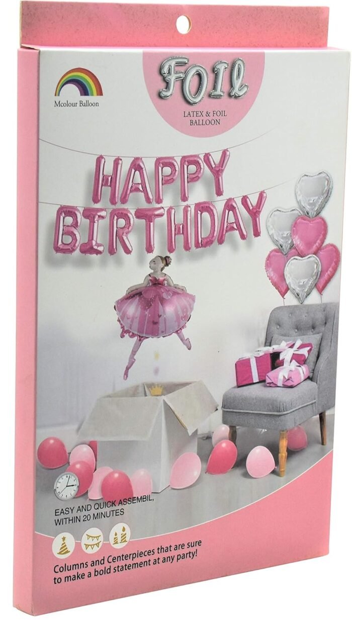 Princess-themed party supplies, Girl birthday party decorations Princess Balloons Bouquet ，Happy Birthday Letter Balloon Kit - Image 3