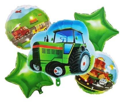 Construction Tractor Birthday Balloons for Party Decoration/Transport Theme Birthday Decoration/SchoolBus with Fire Truck Round Foil Balloon,Police car balllon round foil balloon