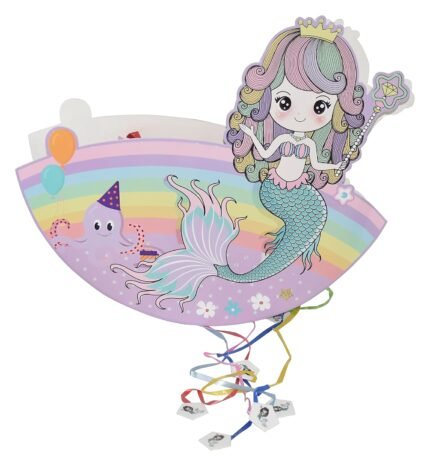 Aqua Mermaid Theme Khoi Bag/Pinata,Party Pinata/Birthday Goodies Bag/Pull String Bag/Pull String Birthday Pinata/Under The sea Bag Handmade Bag