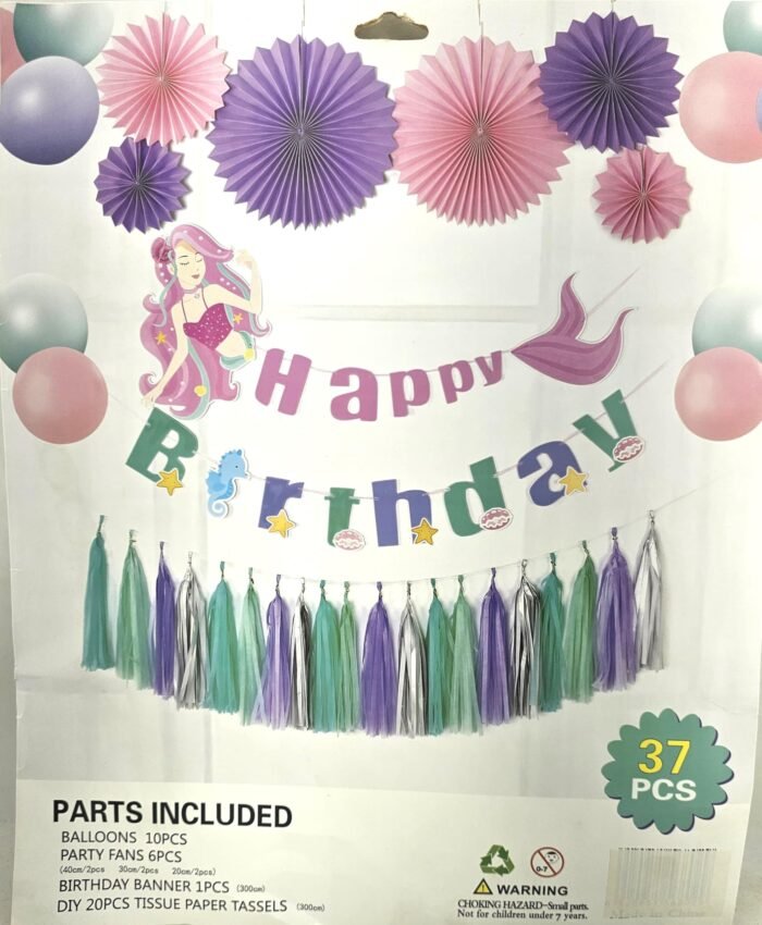 MPS MY PARTY SUPPLIERS® 37pcs mermaid balloons for birthday decoration, mermaid theme décor, under sea theme balloons, mermaid balloon for girls (mermaid theme) - Image 1