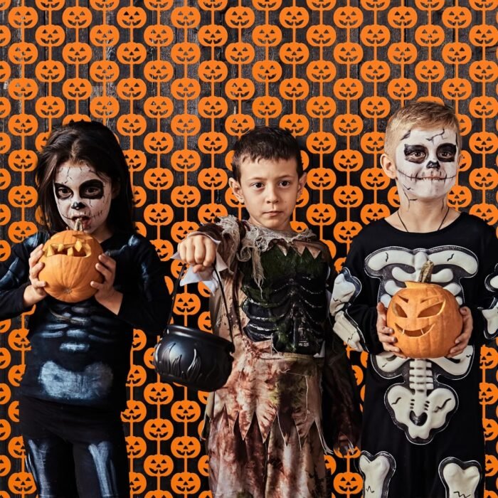 Halloween Party Decorations 3.3 x 6.6 FT Tinsel Foil Fringe Curtains,Orange Pumpkin Backdrop Decoration,Orange Party Streamers for Halloween Party Photo Booth Props Door Decorations - Image 2