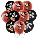 10 Pcs Happy Birthday Mickey and Minnie Balloons Set for Kids, Girls, Boys and Toddlers Party - Black and Red Mickey Mouse Balloon Party Decoration Supplies