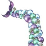 Mermaid Purple Tail Balloon Garland Set, Mermaid Tail Balloons Arch with 16ft Balloon Strip Tape for Under The Sea Mermaid Birthday Party Decoration, Mermaids theme decoration