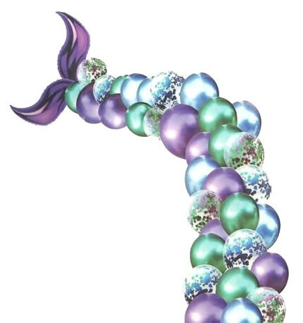 Mermaid Purple Tail Balloon Garland Set, Mermaid Tail Balloons Arch with 16ft Balloon Strip Tape for Under The Sea Mermaid Birthday Party Decoration, Mermaids theme decoration
