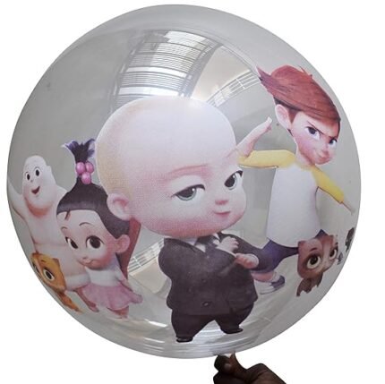 2 Pcs BOBO Boss Baby Family Theme Balloon Bouquet for Birthday Party/Boss Baby Transparent Balloon/Clear Balloon (Multicolor, Pack of 2)