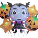 Set of 5 Vampire Vampirina Foil Balloons Happy Halloween Balloon, Spooky Halloween Party Decor, Halloween Decoration, Halloween Balloons, Pumpkin Halloween Balloon
