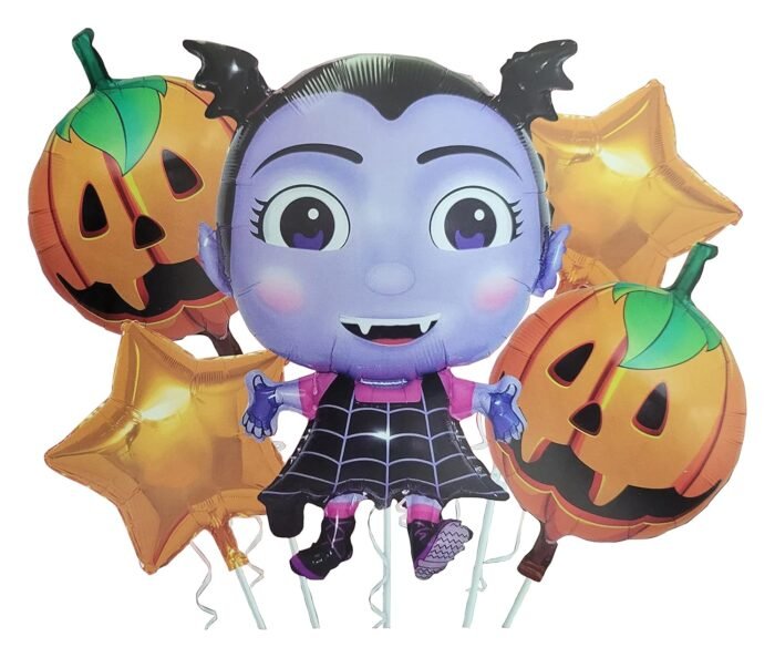 Set of 5 Vampire Vampirina Foil Balloons Happy Halloween Balloon, Spooky Halloween Party Decor, Halloween Decoration, Halloween Balloons, Pumpkin Halloween Balloon - Image 1