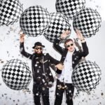 Black and White Checkered Balloons, Checkered Race Car Balloons | 360 Degree 4D Round Sphere Foil Checkered Flag Balloons | Race Car Balloons for Racing Theme Birthday Party - Image 2