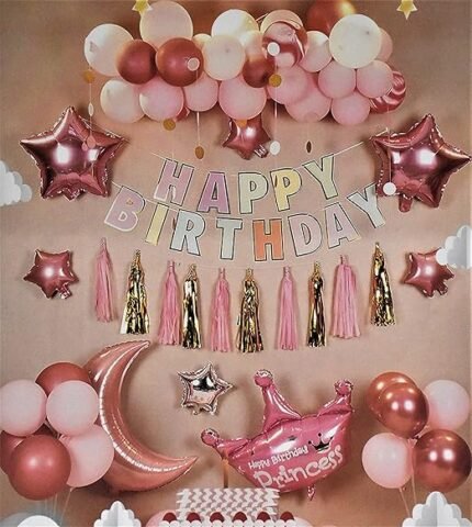 Birthday Balloons DIY Kit - Princess Theme Balloon, Princess Balloon, Balloon Chain, Ribbon and Glue dots