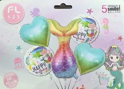 My Party Suppliers Set of 5 Mermaid Birthday Balloons Party Supplies or Baby Shower Balloons Enchanted Mermaid Party Balloons Mermaid Tail Balloon